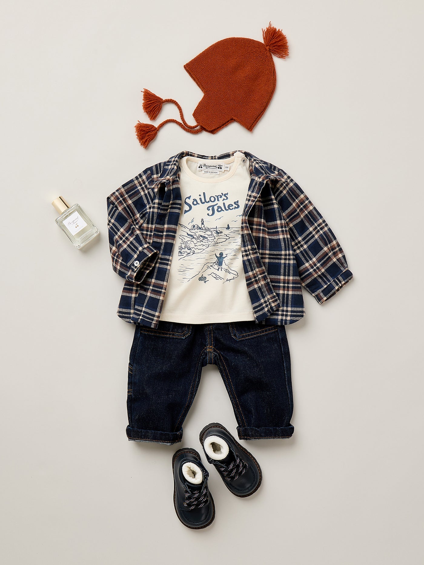 Baby-Hemd Nathan kariert aus Bio-Baumwolle