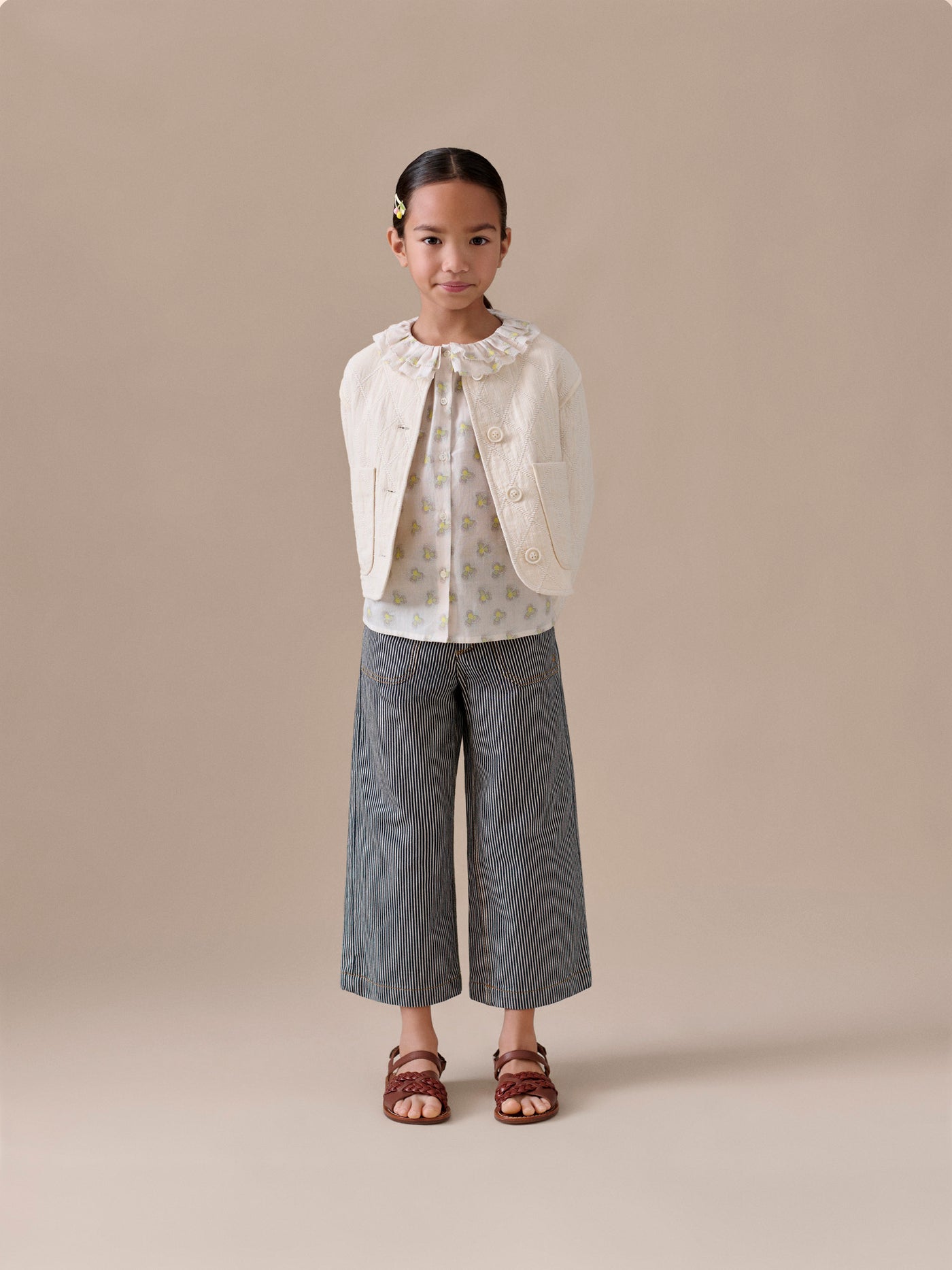 Jingle striped denim trousers in organic cotton