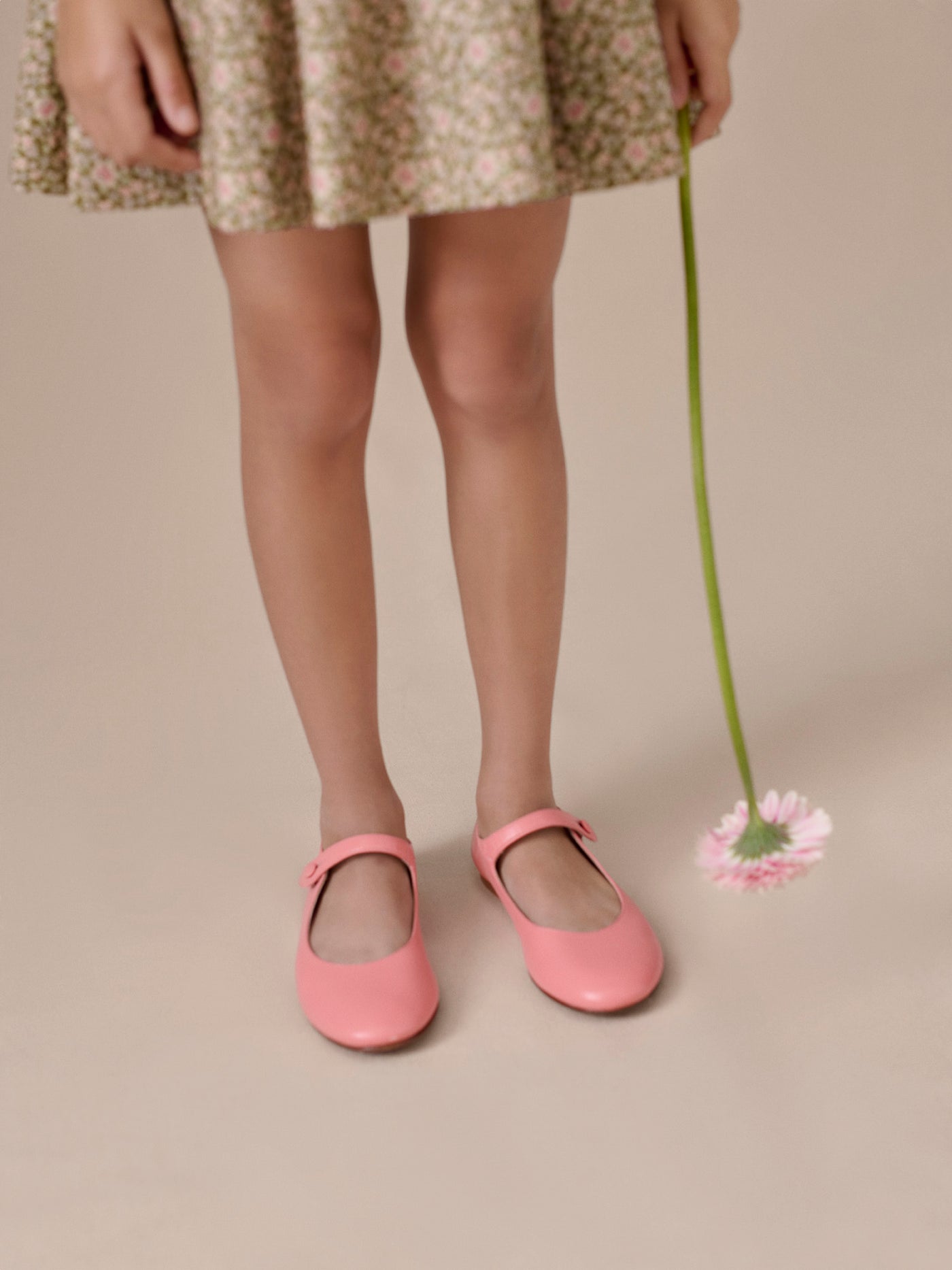 Ella coral leather ballerina flats