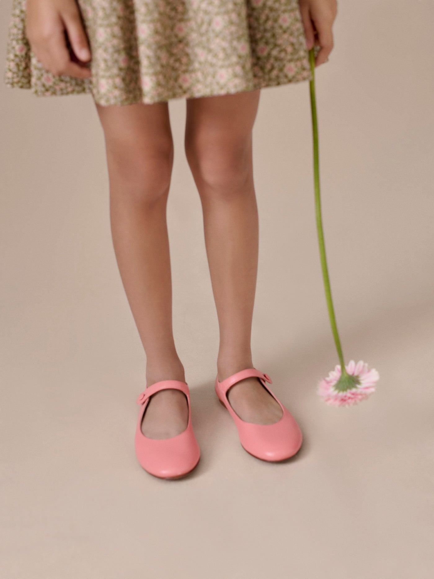 Ella coral leather ballerina flats