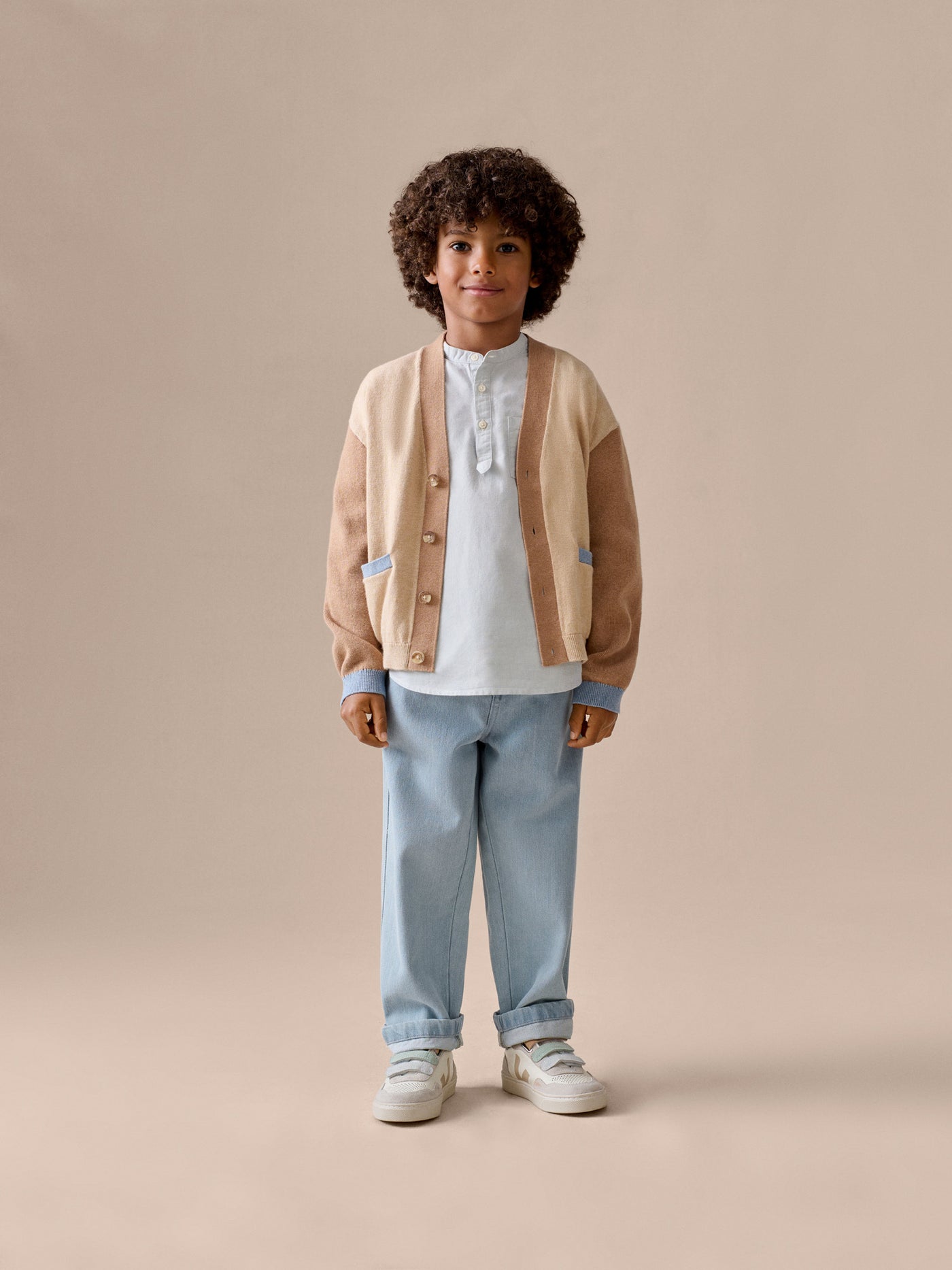 Edouard V-neck cardigan in organic cotton and cashmere