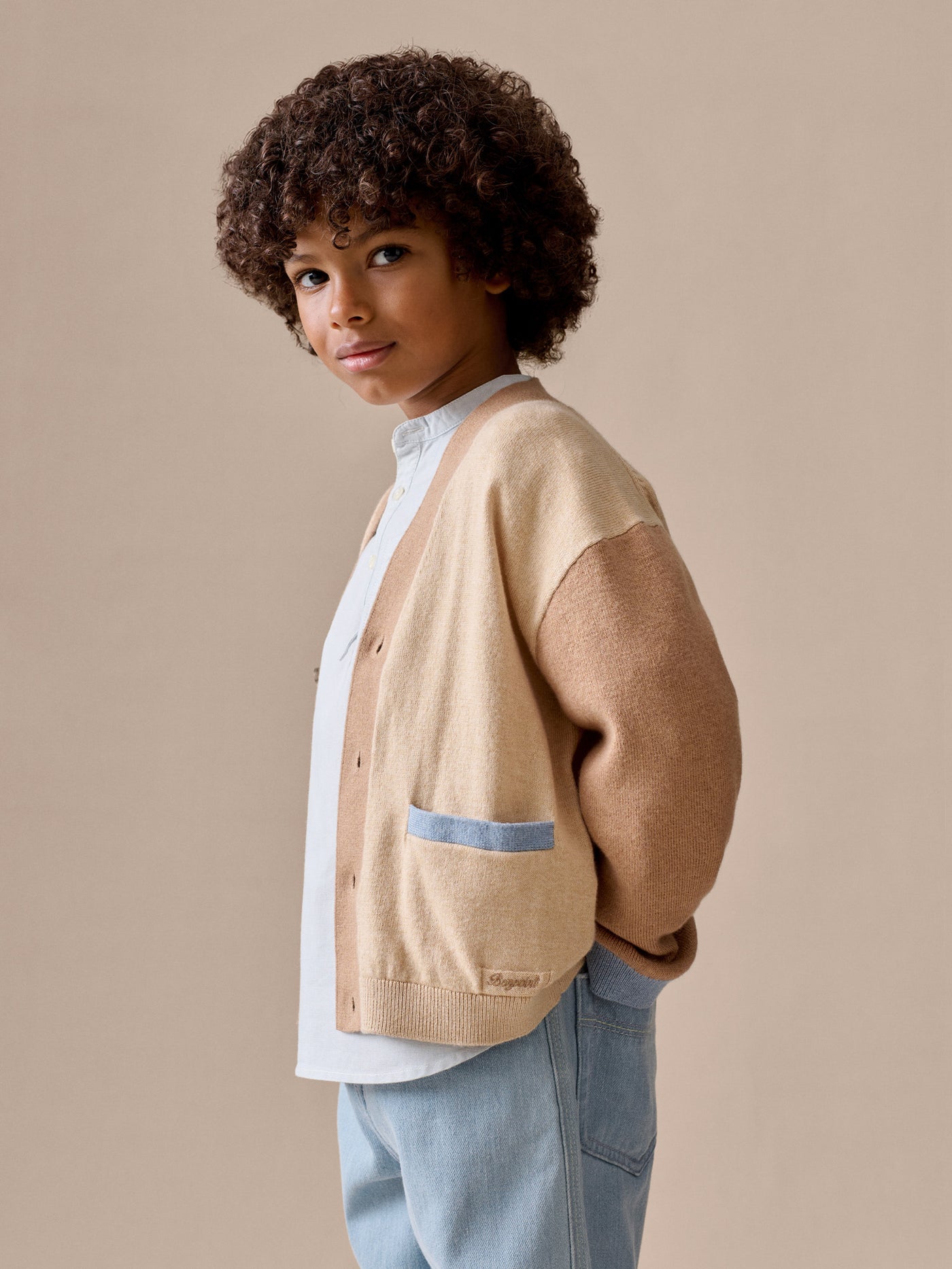 Edouard V-neck cardigan in organic cotton and cashmere