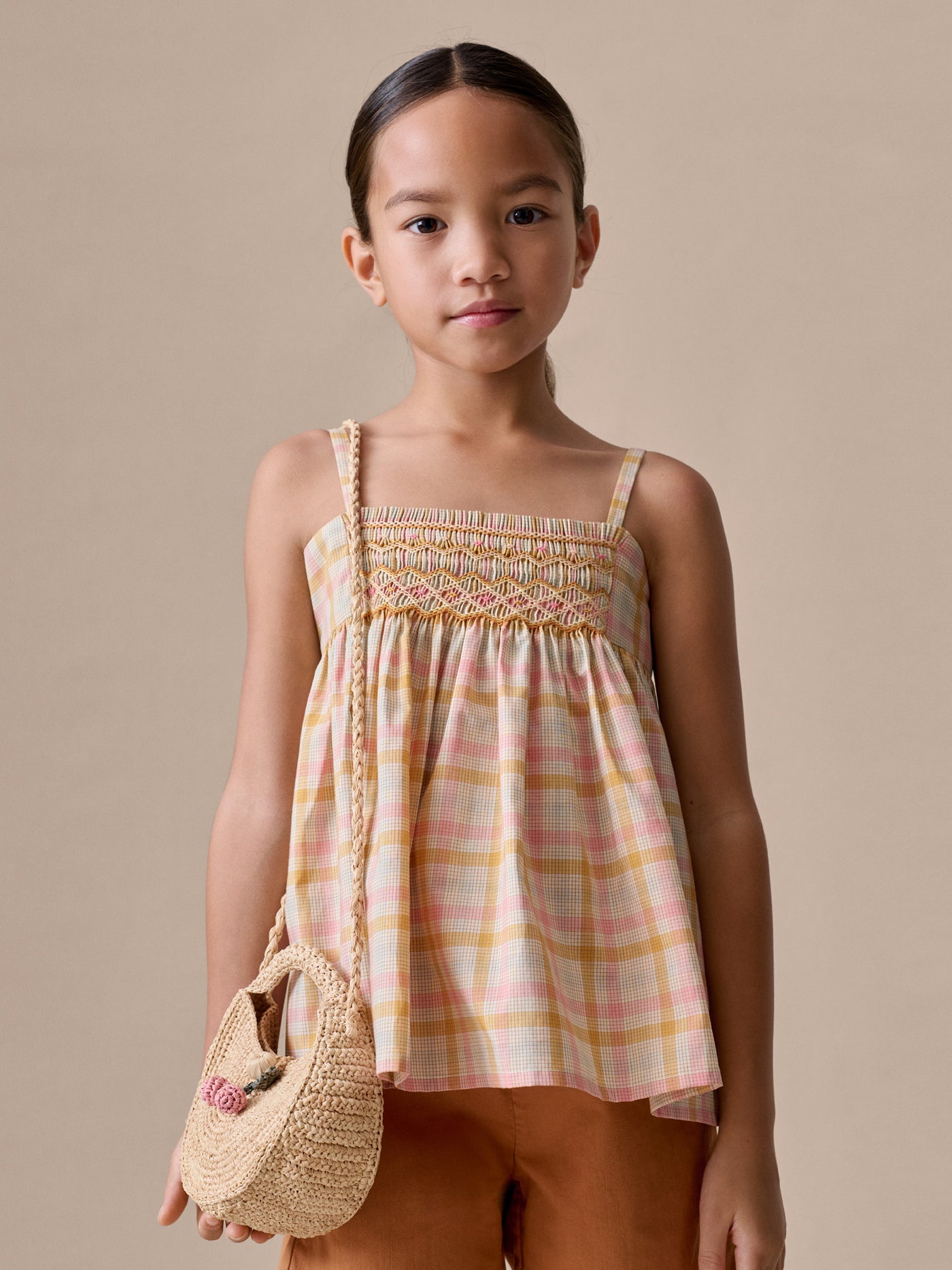 Camicetta Prunelle con ricami a mano e smock