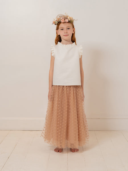 Panice skirt in tulle embroidered with flowers • Bonpoint