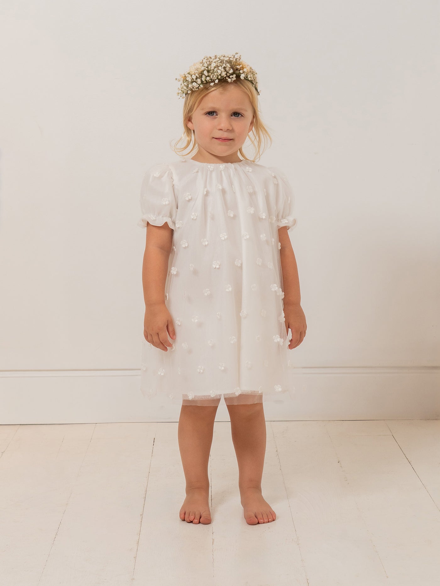 Lelisa dress in tulle embroidered with flowers