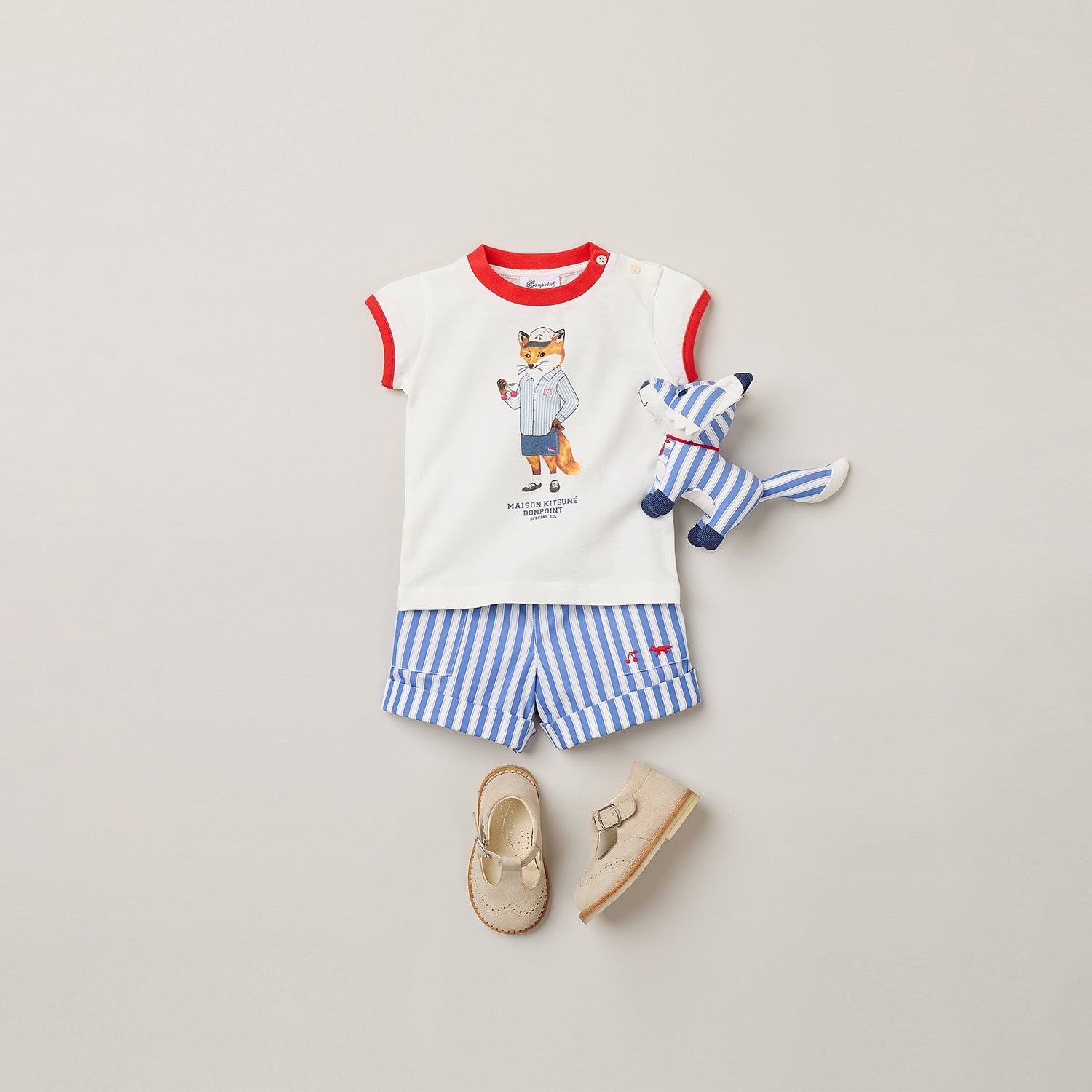 【コラボ商品】Bonpoint MAISON KITSUNÉ Tシャツ 12A Boys' Look Bonpoint x Maison Kitsuné - Fox-print T-shirt