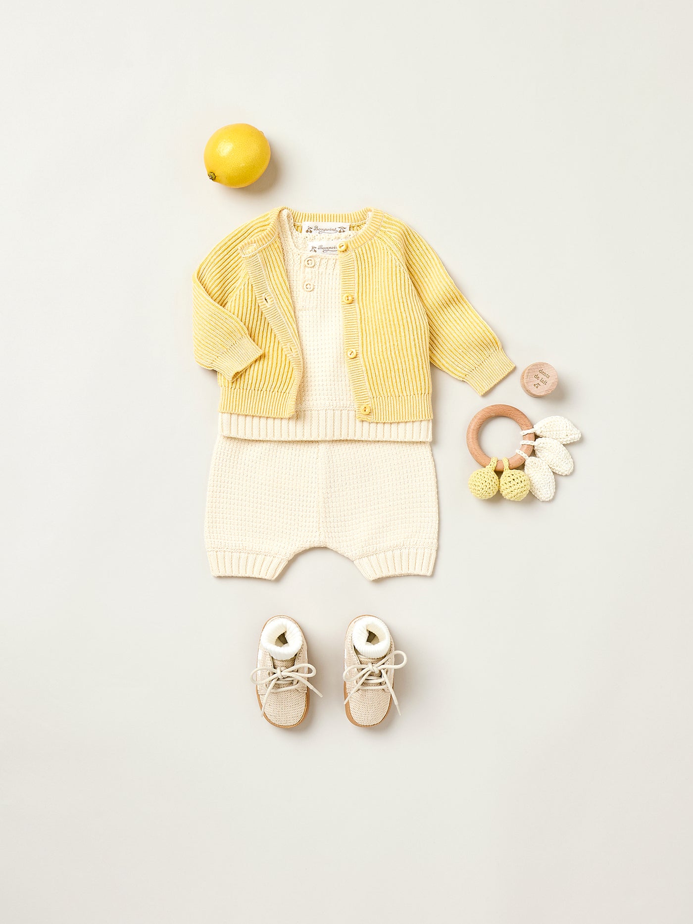 Summer 2025 Newborn's look - Yellow set and cardigan