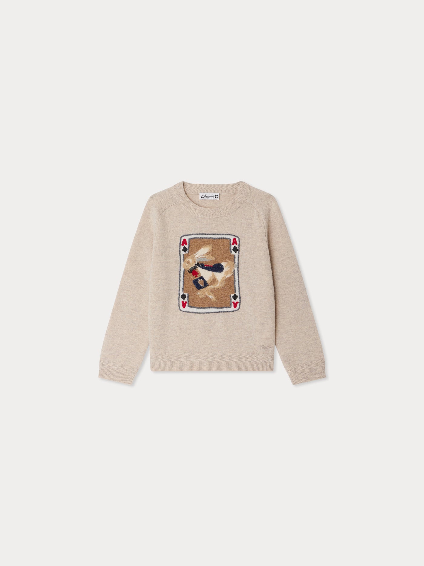 Emerson Jacquard- und Kaninchen-Wollpullover mit handbestickter Stickerei