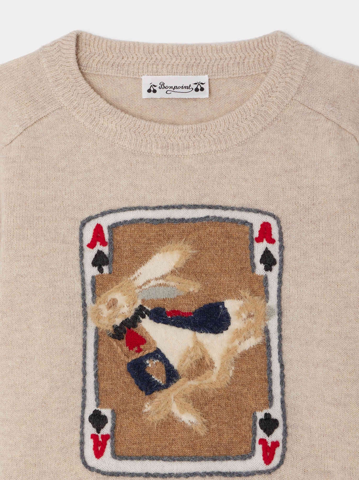 Emerson Jacquard- und Kaninchen-Wollpullover mit handbestickter Stickerei