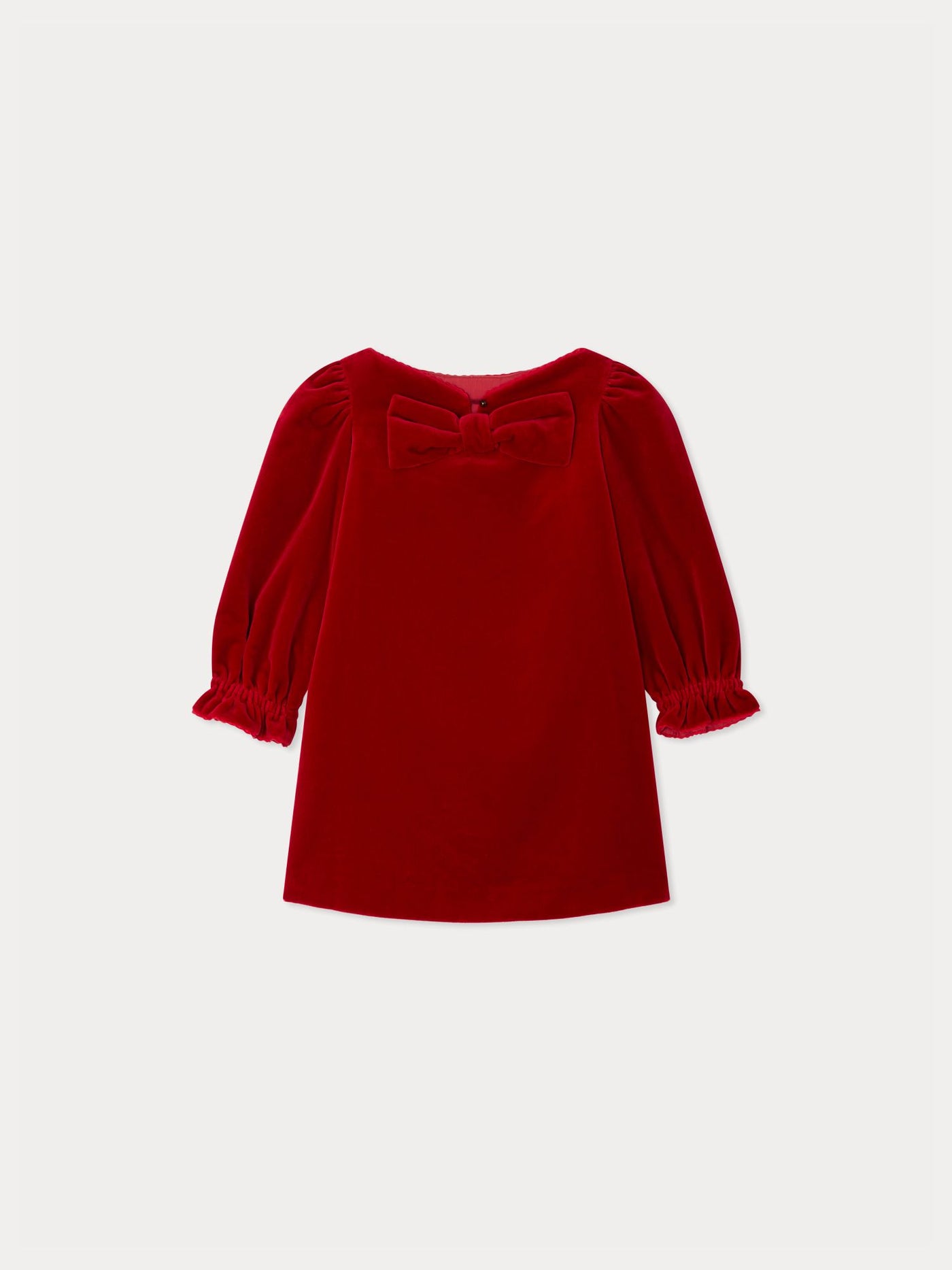 Jove dress with a tie at the back in organic cotton velvet