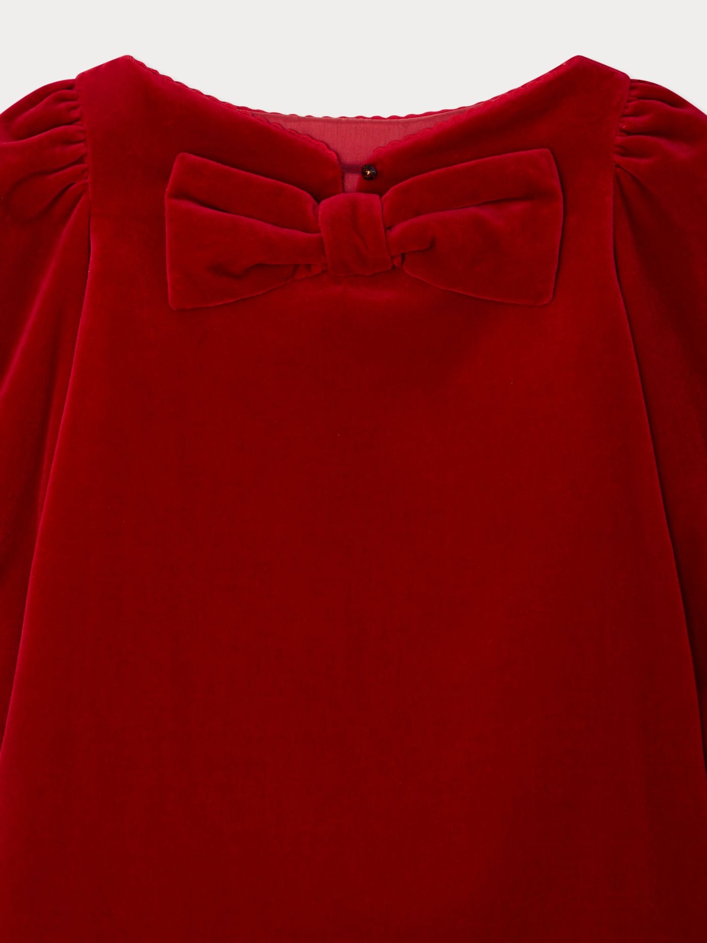 Jove dress with a tie at the back in organic cotton velvet