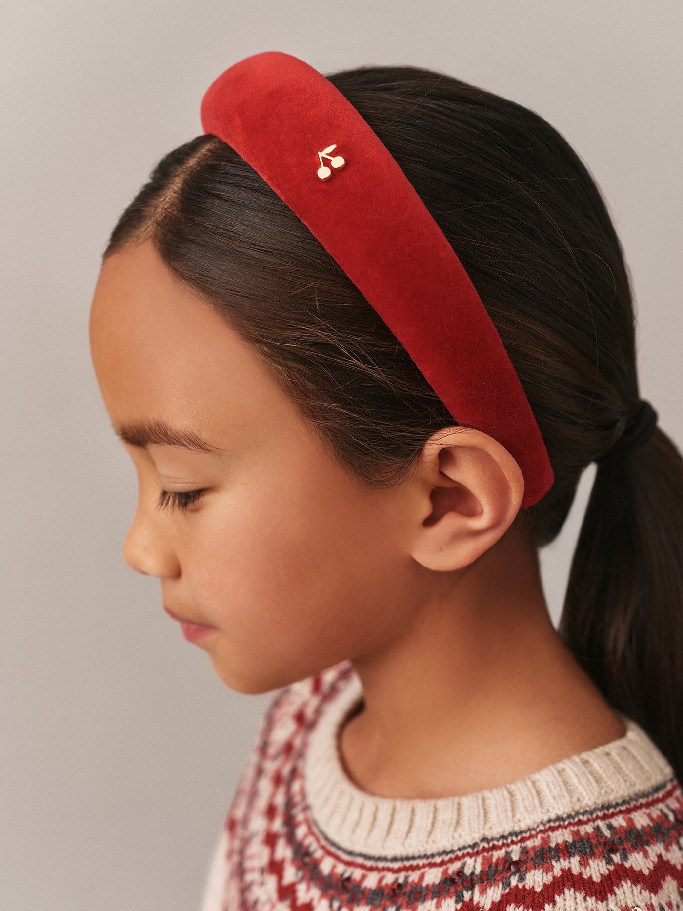 Fascia per capelli in velluto rosso Tamye