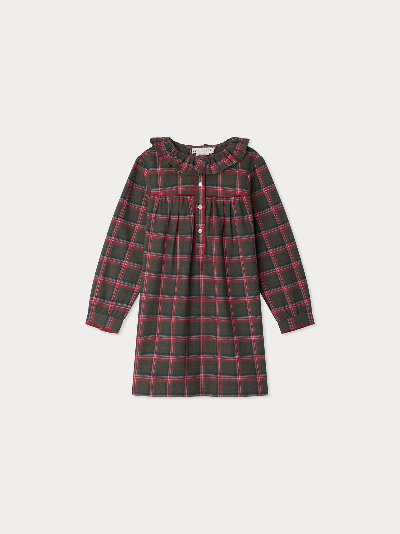Camicia da notte a quadri in cotone biologico Jorraine