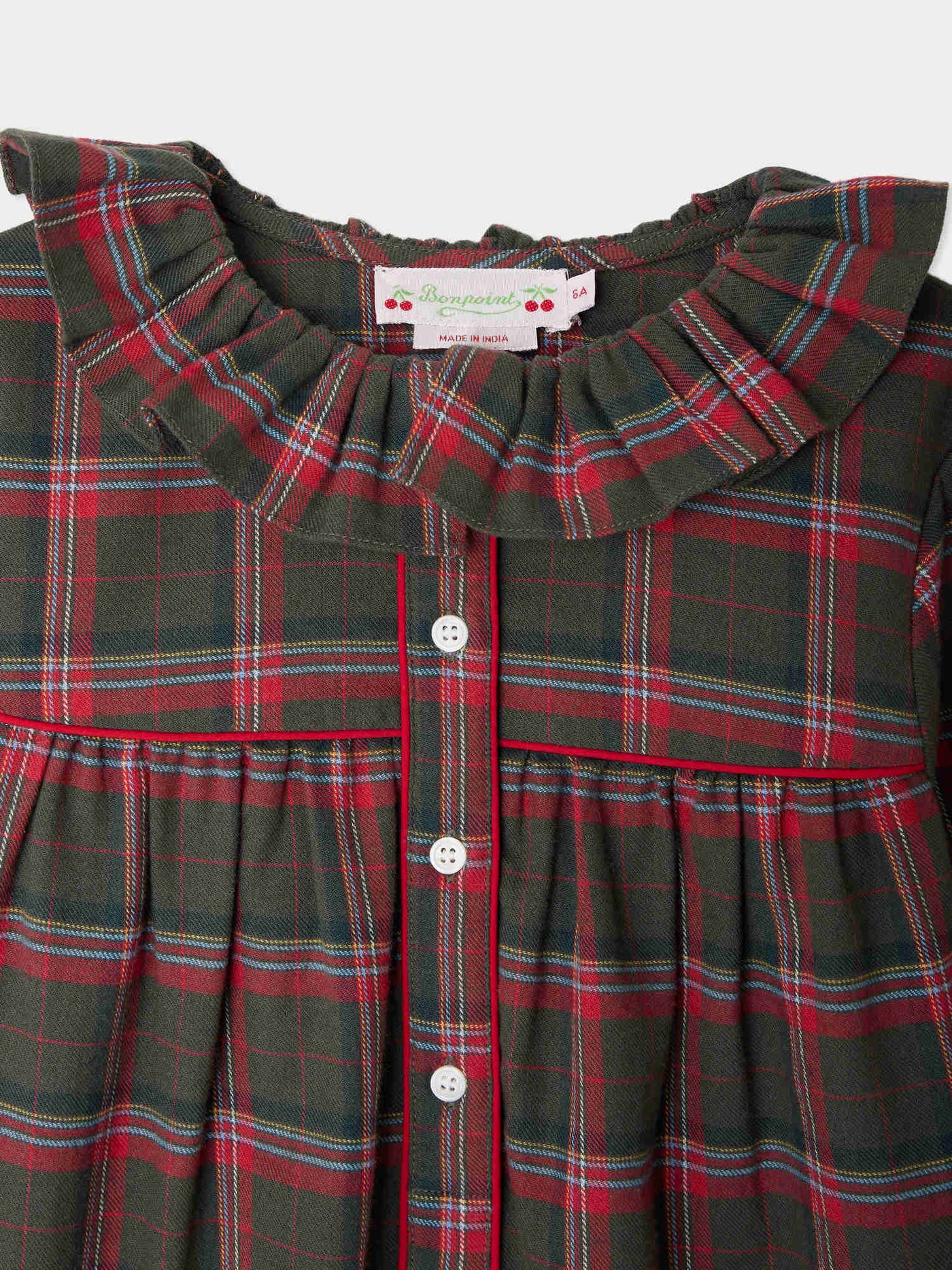 Camicia da notte a quadri in cotone biologico Jorraine