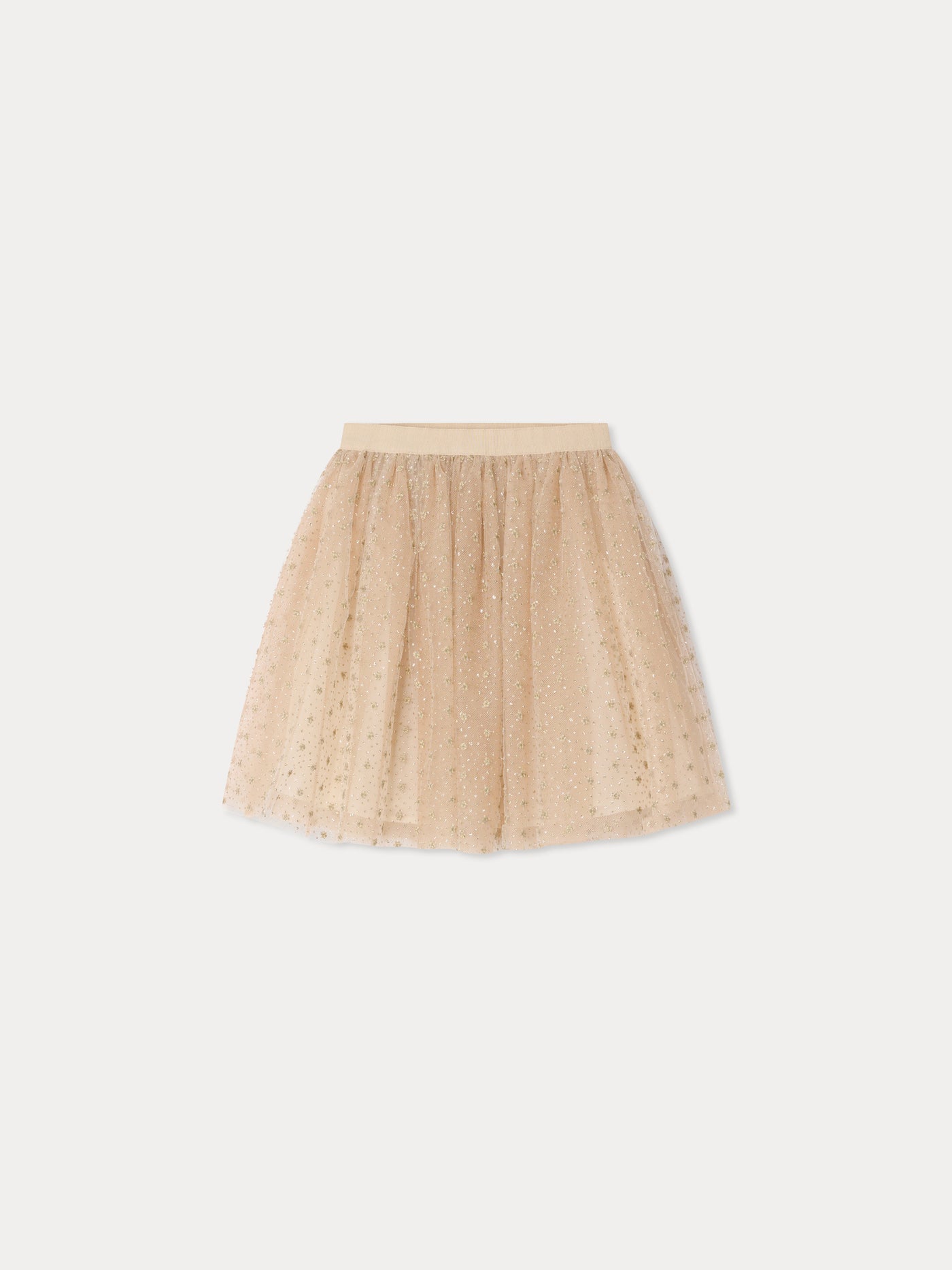Gonna a pois con elastico in vita in tulle ricamato 