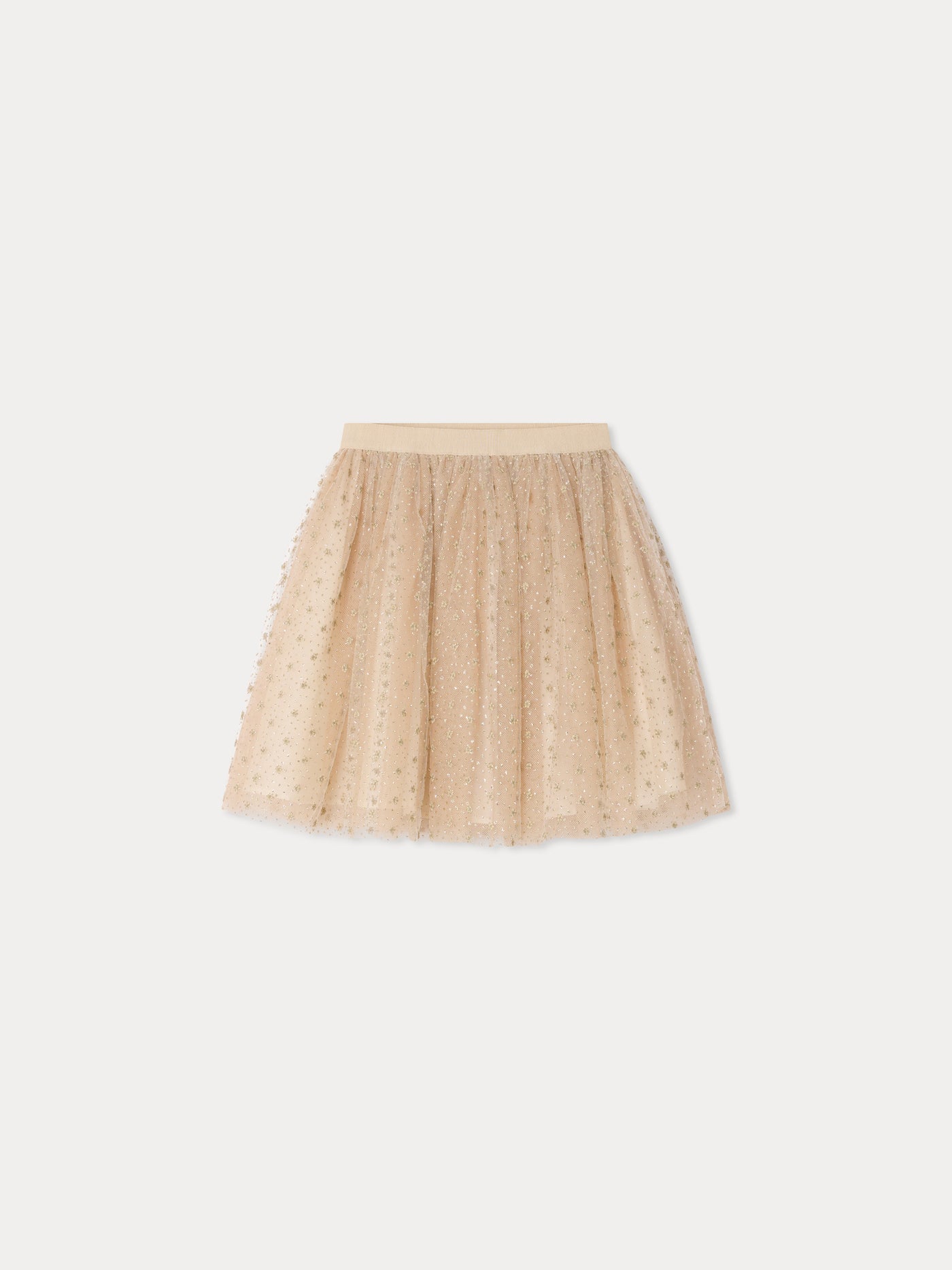 Gonna a pois con elastico in vita in tulle ricamato 