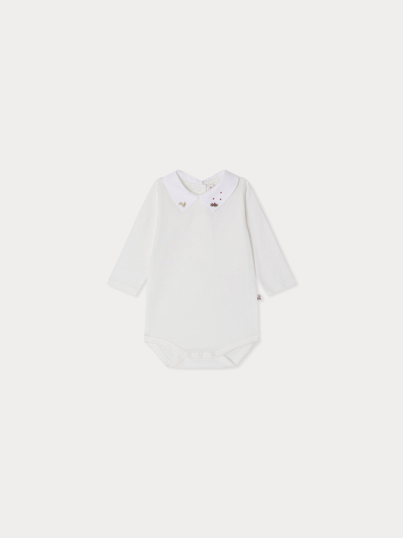 September bodysuit with Christmas embroidered collar in organic cotton