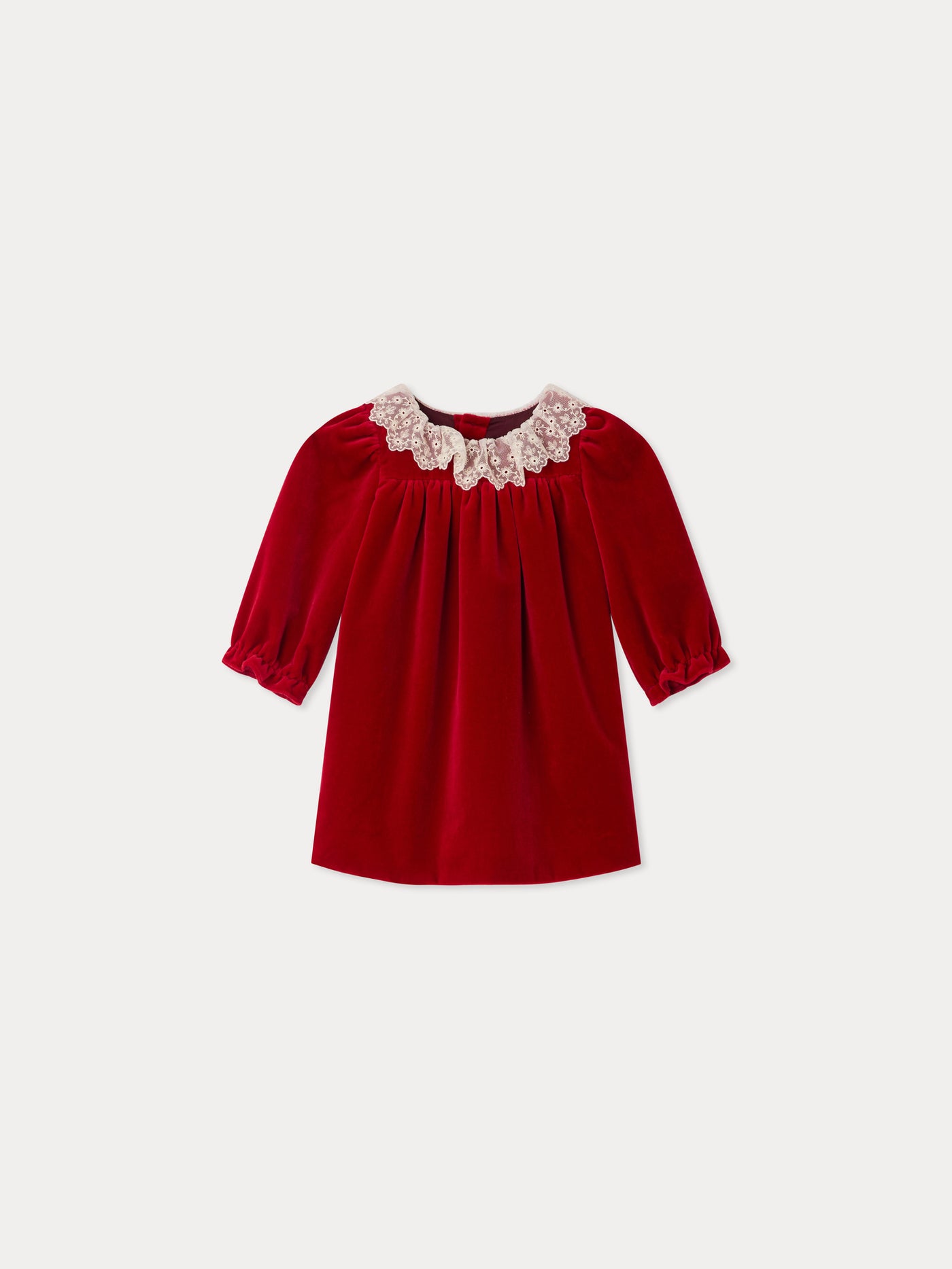 Abito con colletto in pizzo e velluto di cotone biologico Jaylisa