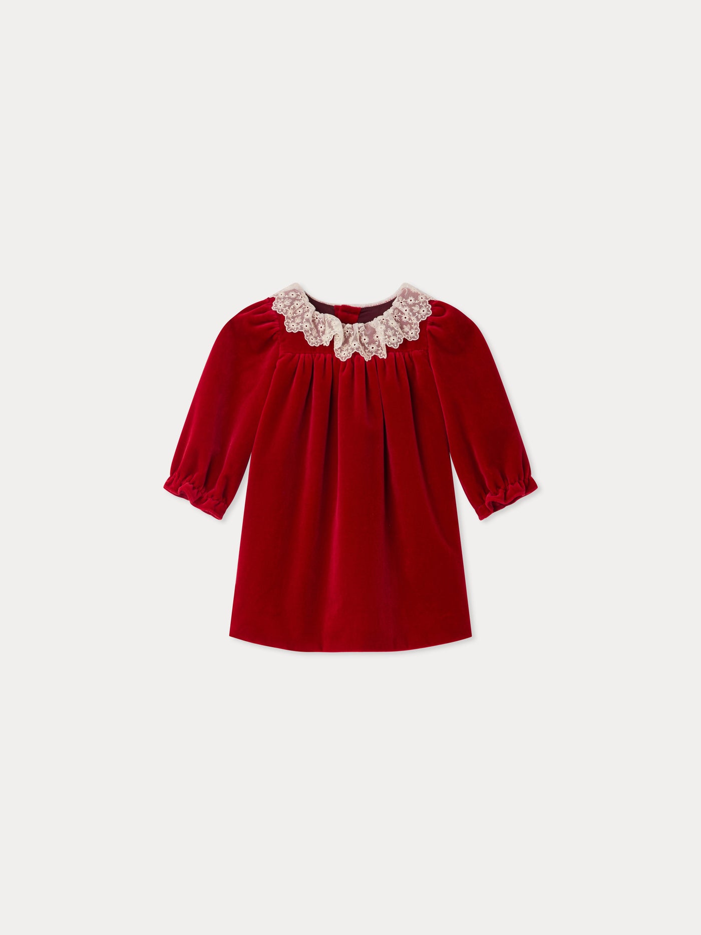 Abito con colletto in pizzo e velluto di cotone biologico Jaylisa