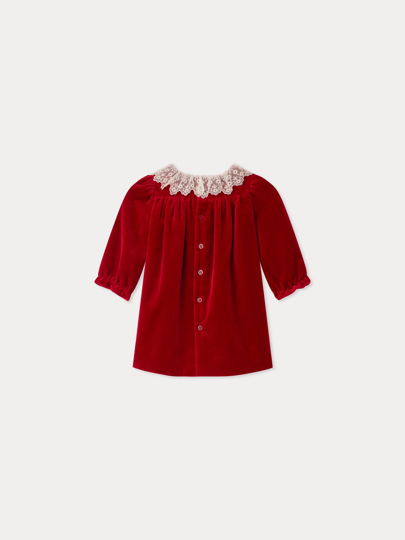 Abito con colletto in pizzo e velluto di cotone biologico Jaylisa