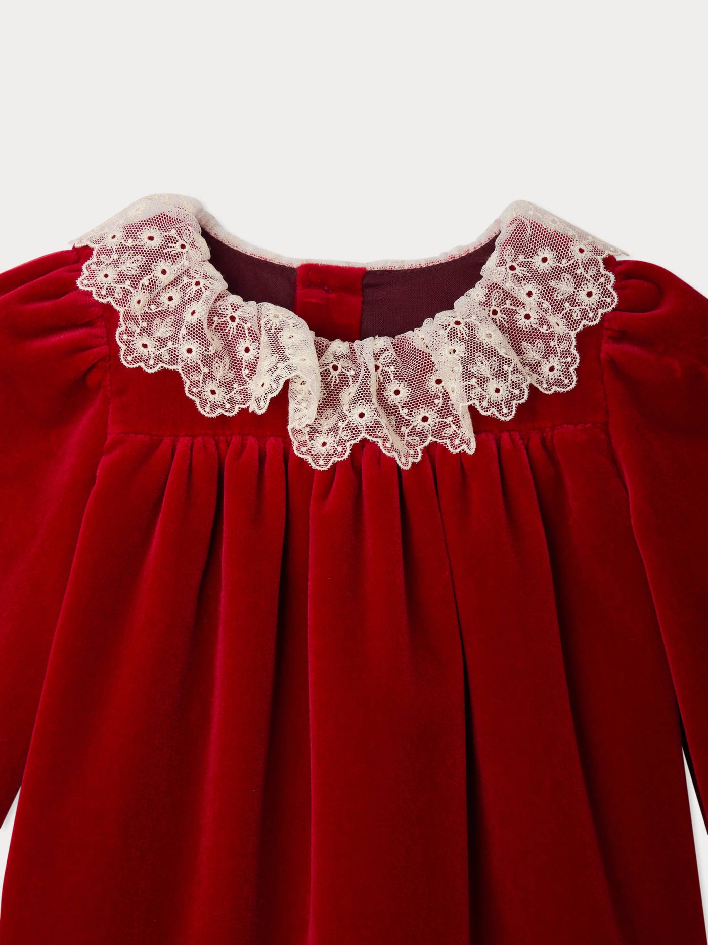 Abito con colletto in pizzo e velluto di cotone biologico Jaylisa