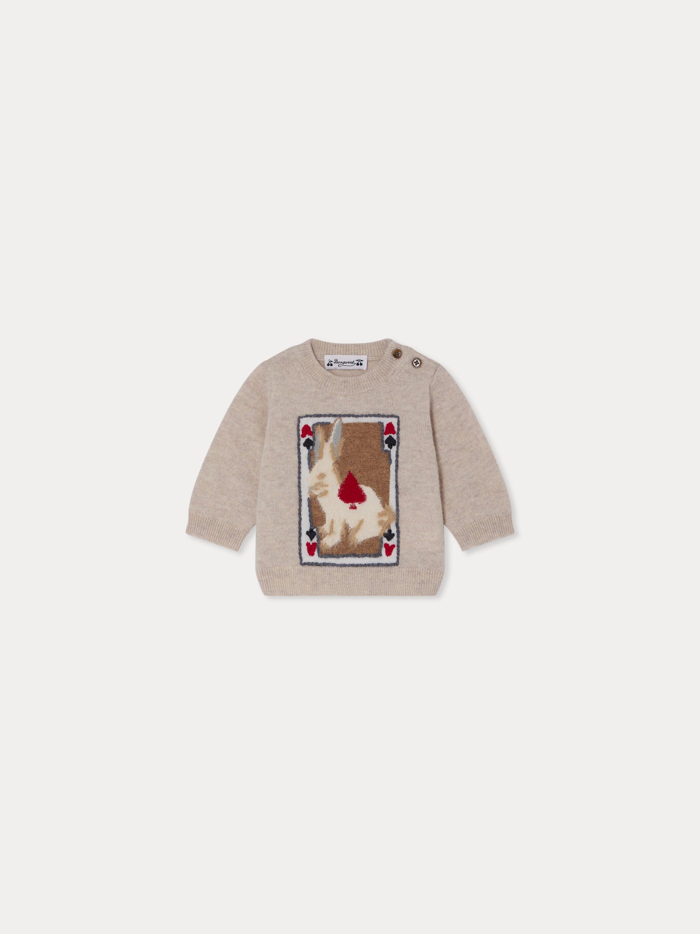 Pull Almire en jacquard avec un lapin rebrodé main en laine