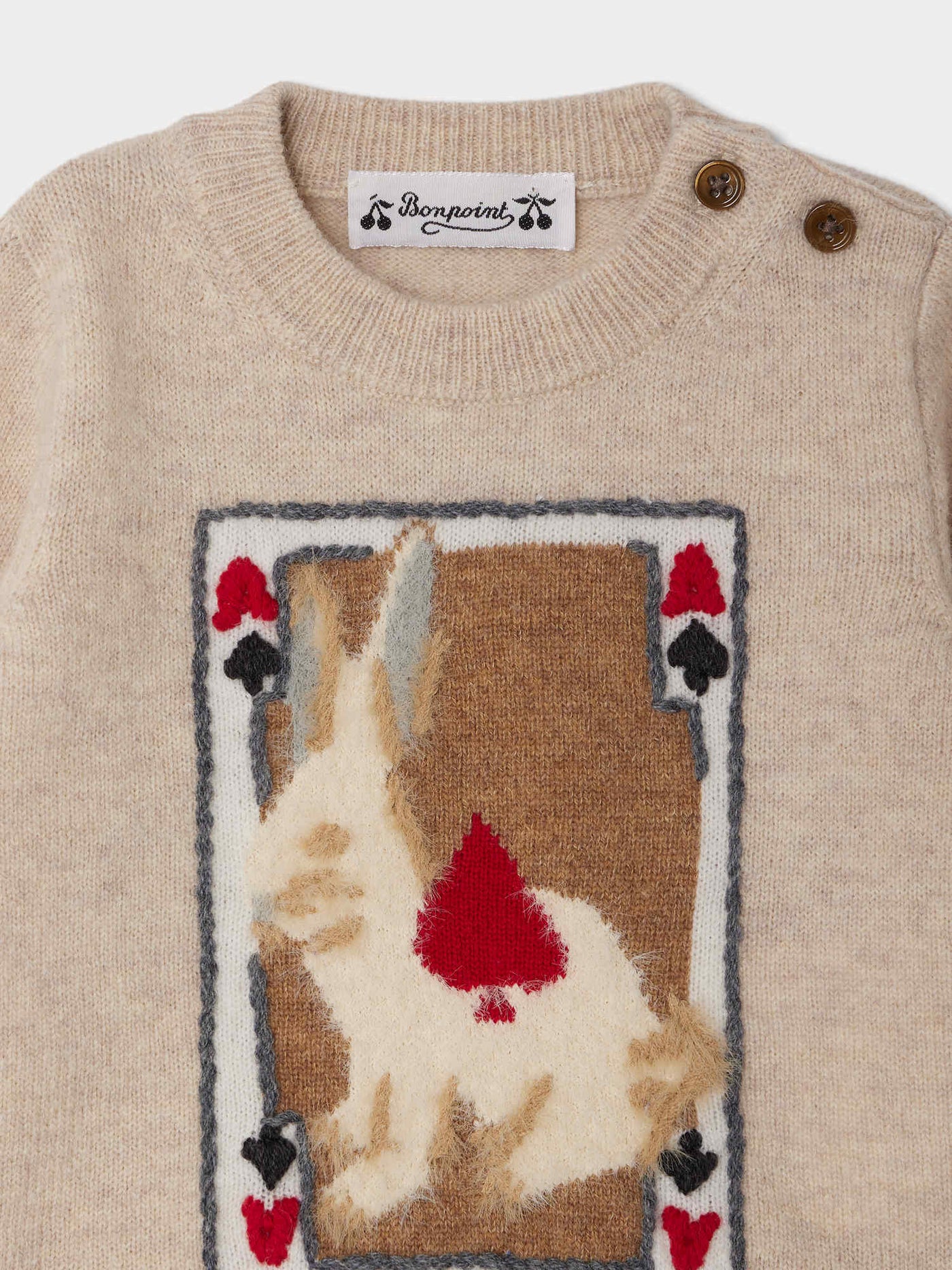Almire jacquard sweater with a hand-embroidered wool rabbit