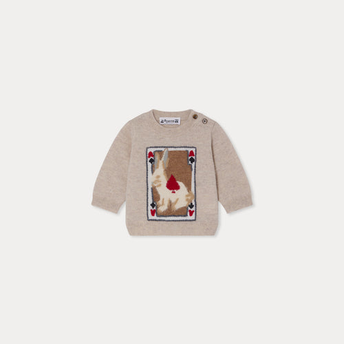 Almire Jacquardpullover mit handgesticktem Wollkaninchen