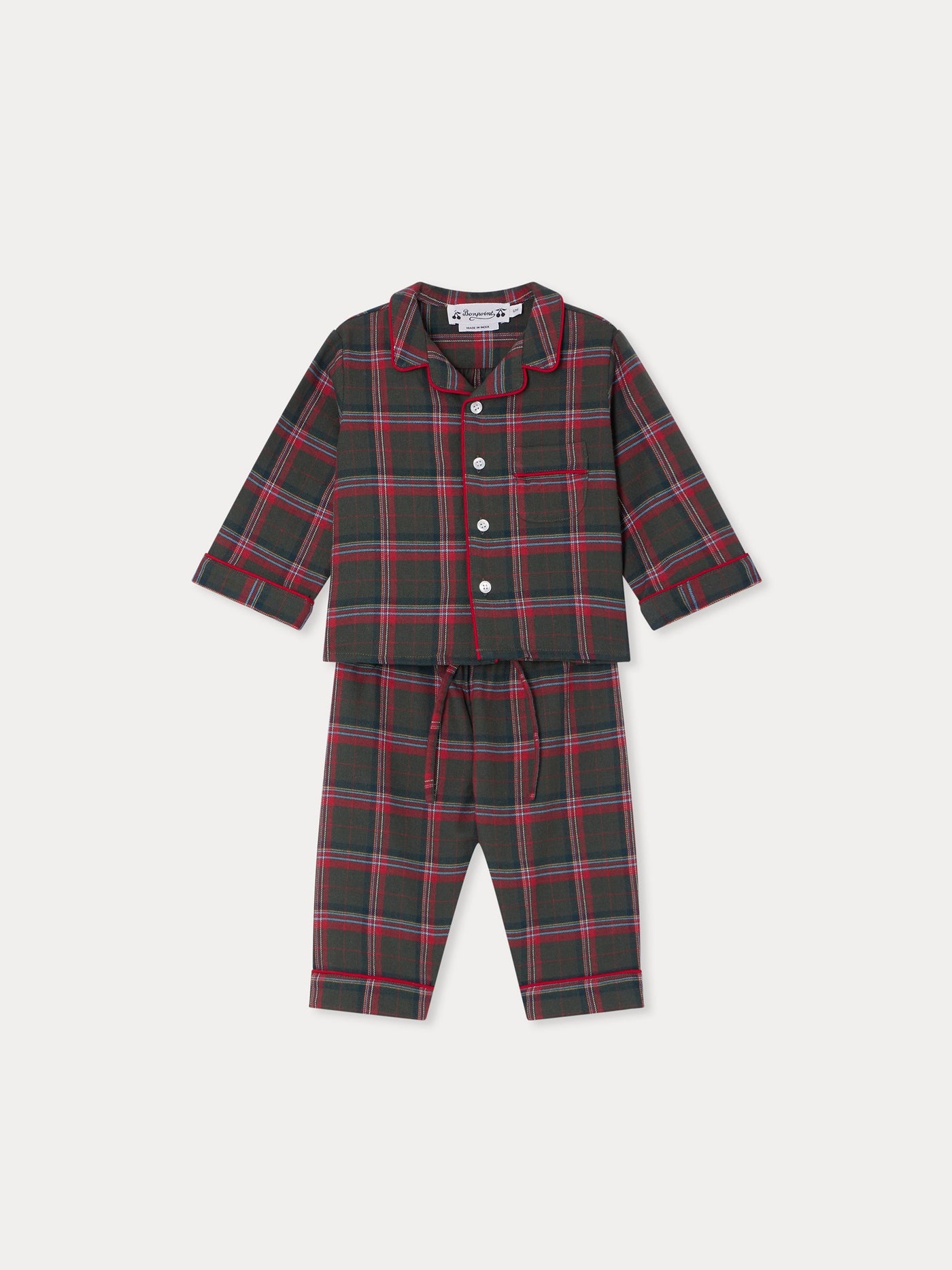 Joan, zweiteiliger karierter Pyjama aus Bio-Baumwolle