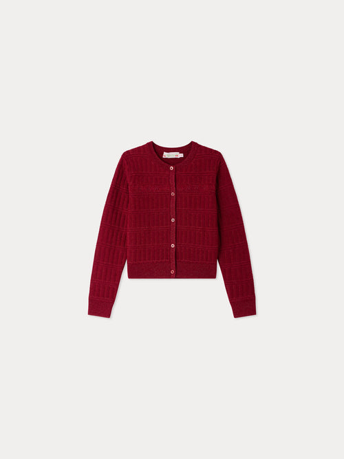 Cardigan Giovanna col rond brodé cerise