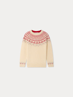 Pullover Malena aus bestickter Jacquard-Wolle