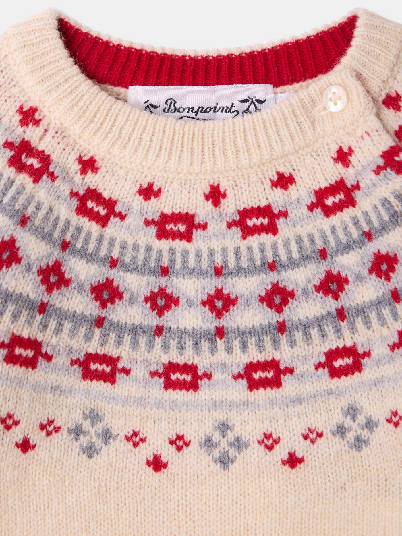 Pull bébé Melrose jacquard brodé Bonpoint en laine