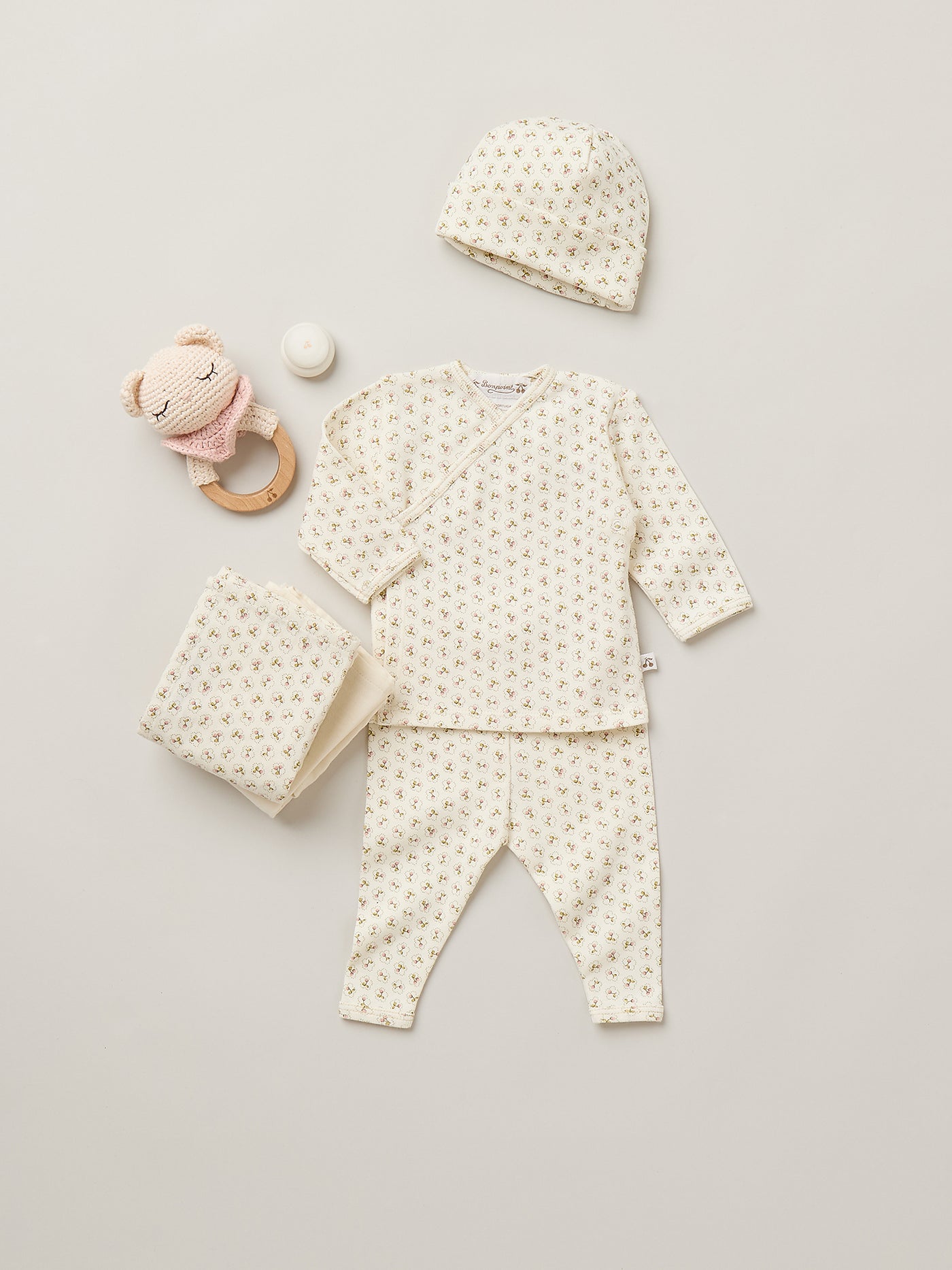 Pucktuch Doudou mit Kirschdruck aus Bio-Baumwolle