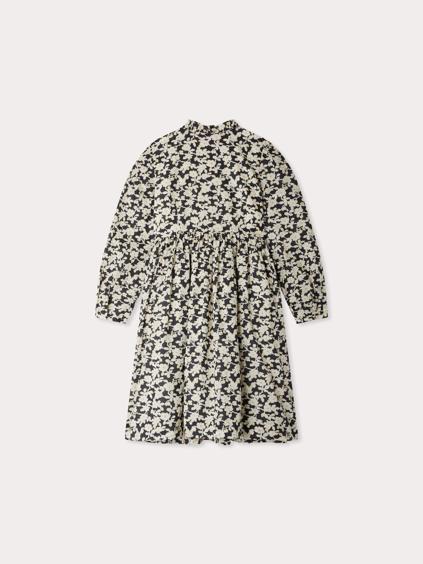 Abito Juliane ricamato e arricciato in tessuto Liberty in cotone biologico