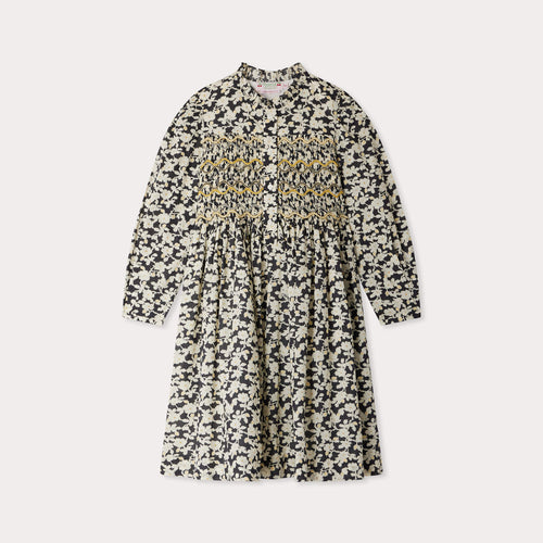 Robe Juliane smockée et brodée en tissu Liberty en coton biologique