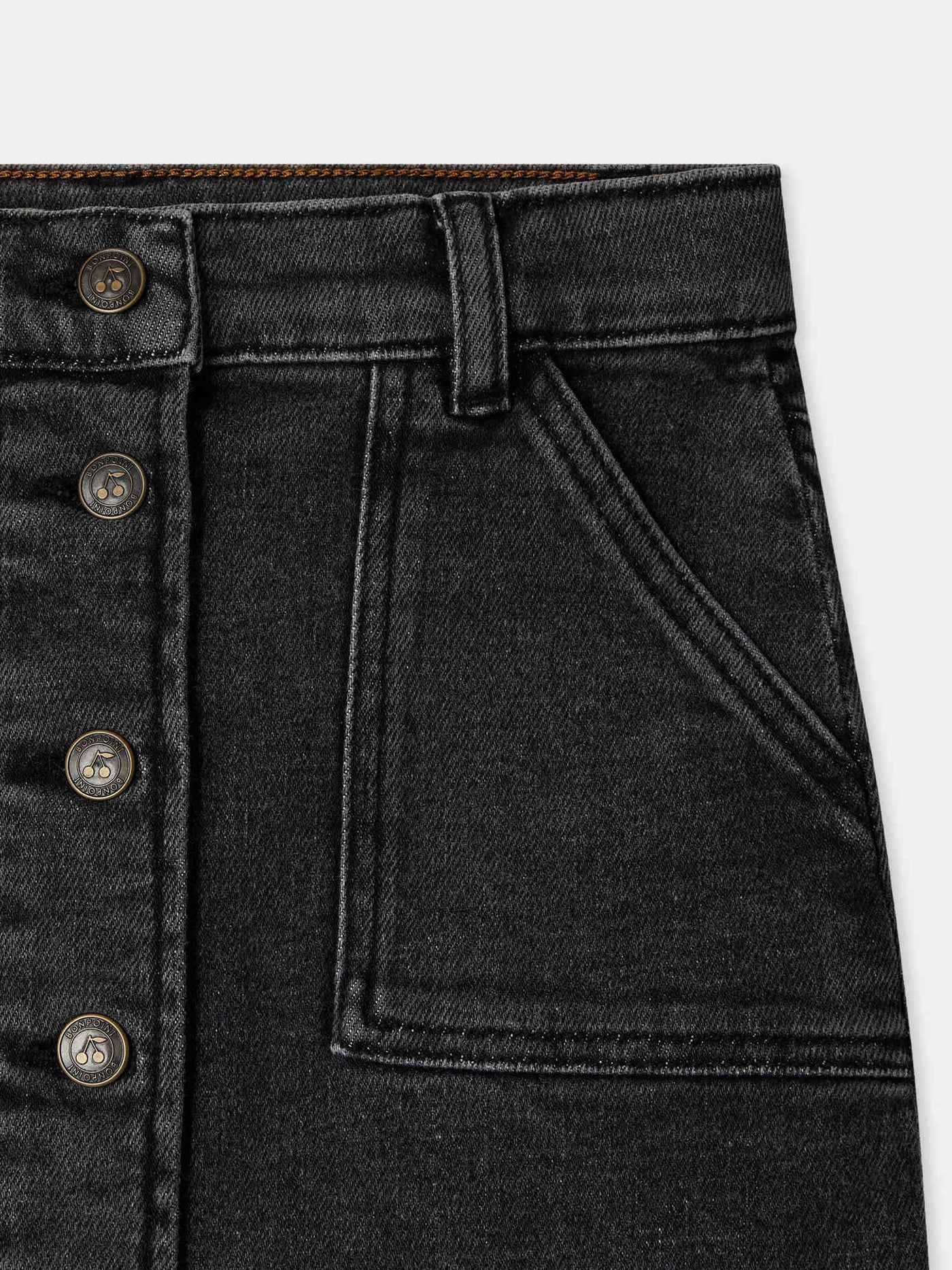 Dexie black denim skirt in organic cotton