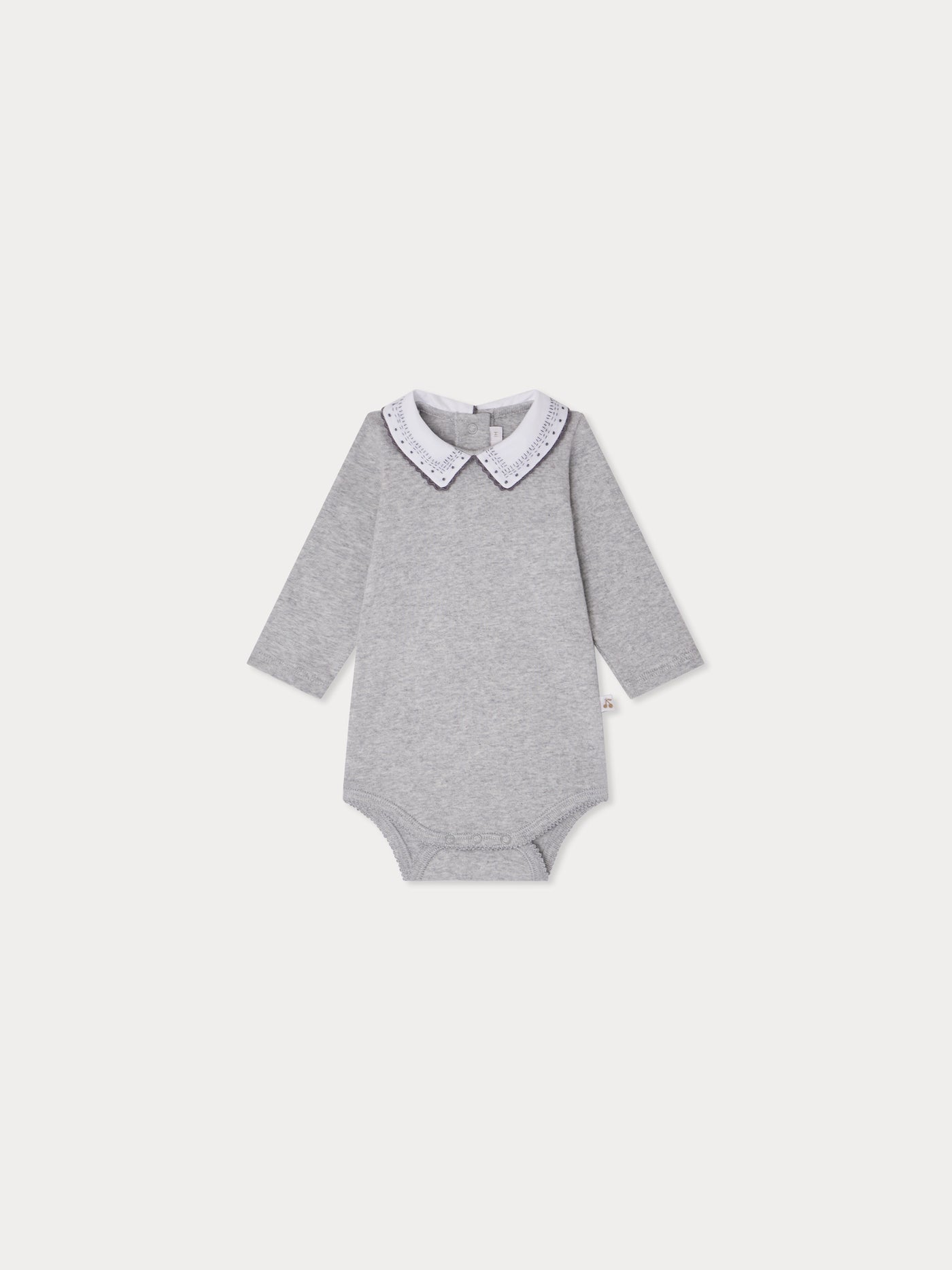 Body di settembre con colletto ricamato a pois in cotone biologico
