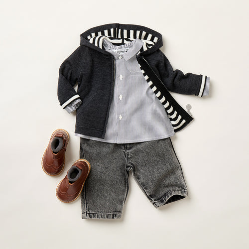 Cardigan Alexandros con cappuccio interno a righe