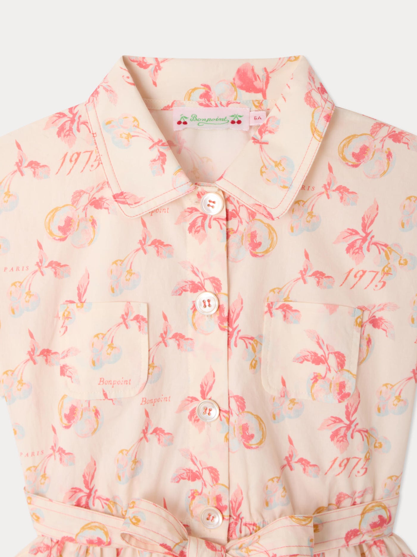 Robe Gisèle imprimée cerises en coton biologique