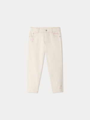 Eloha Denim-Hose mit geradem Bein und gesticktem Muster aus Bio-Baumwolle