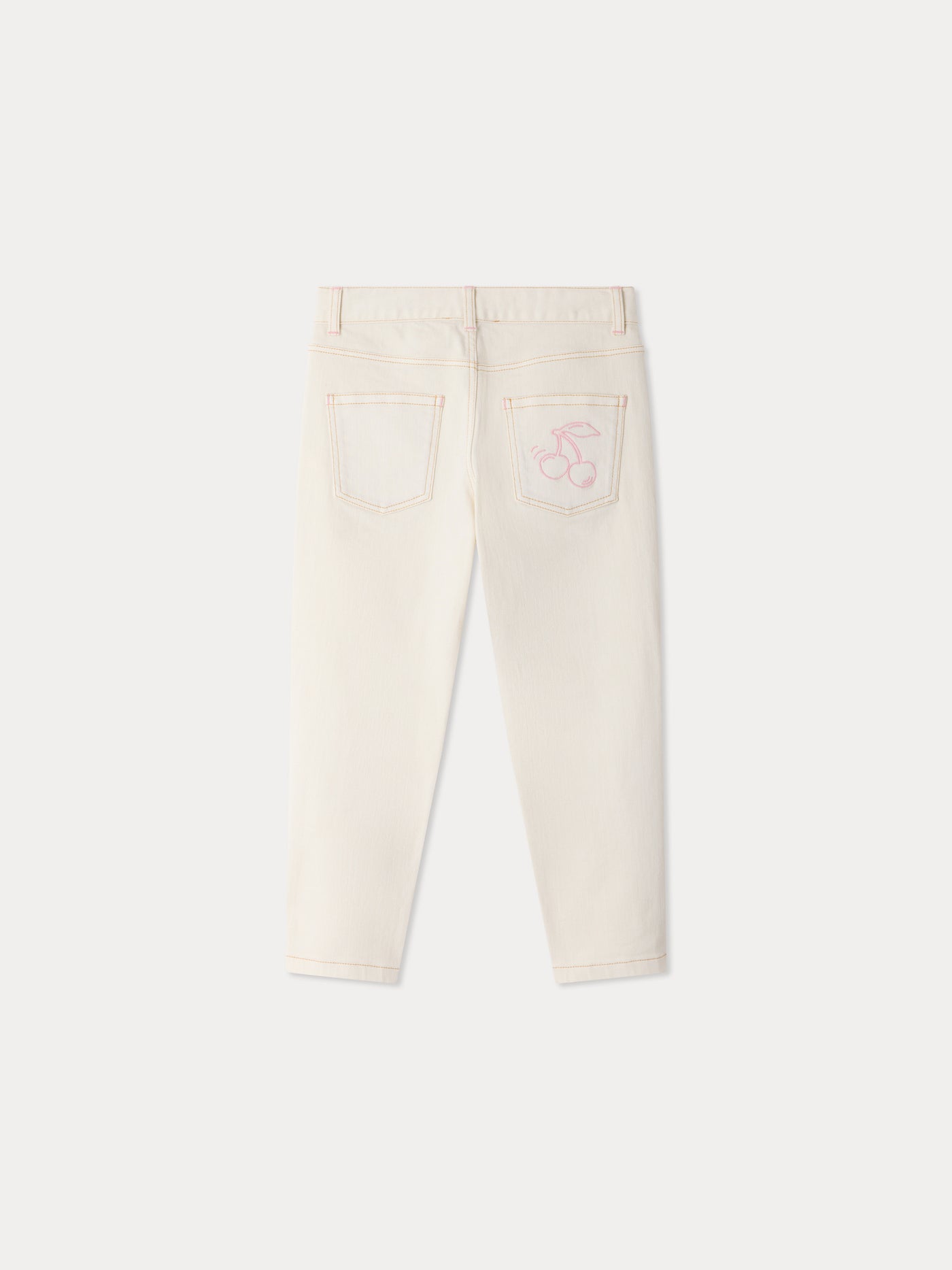 Eloha straight-leg denim trousers with embroidered patterns in organic cotton