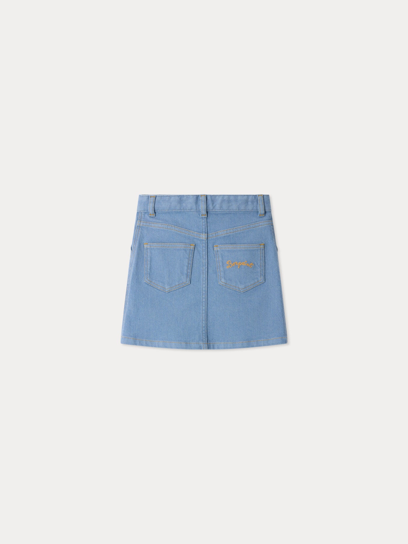 Jupe denim Dexie brodée en coton biologique