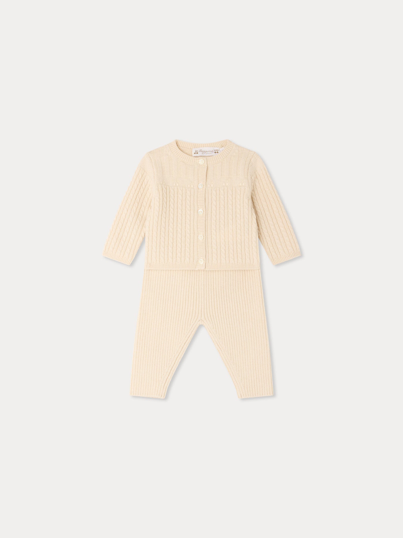 Ensemble Lavina écru en laine et coton