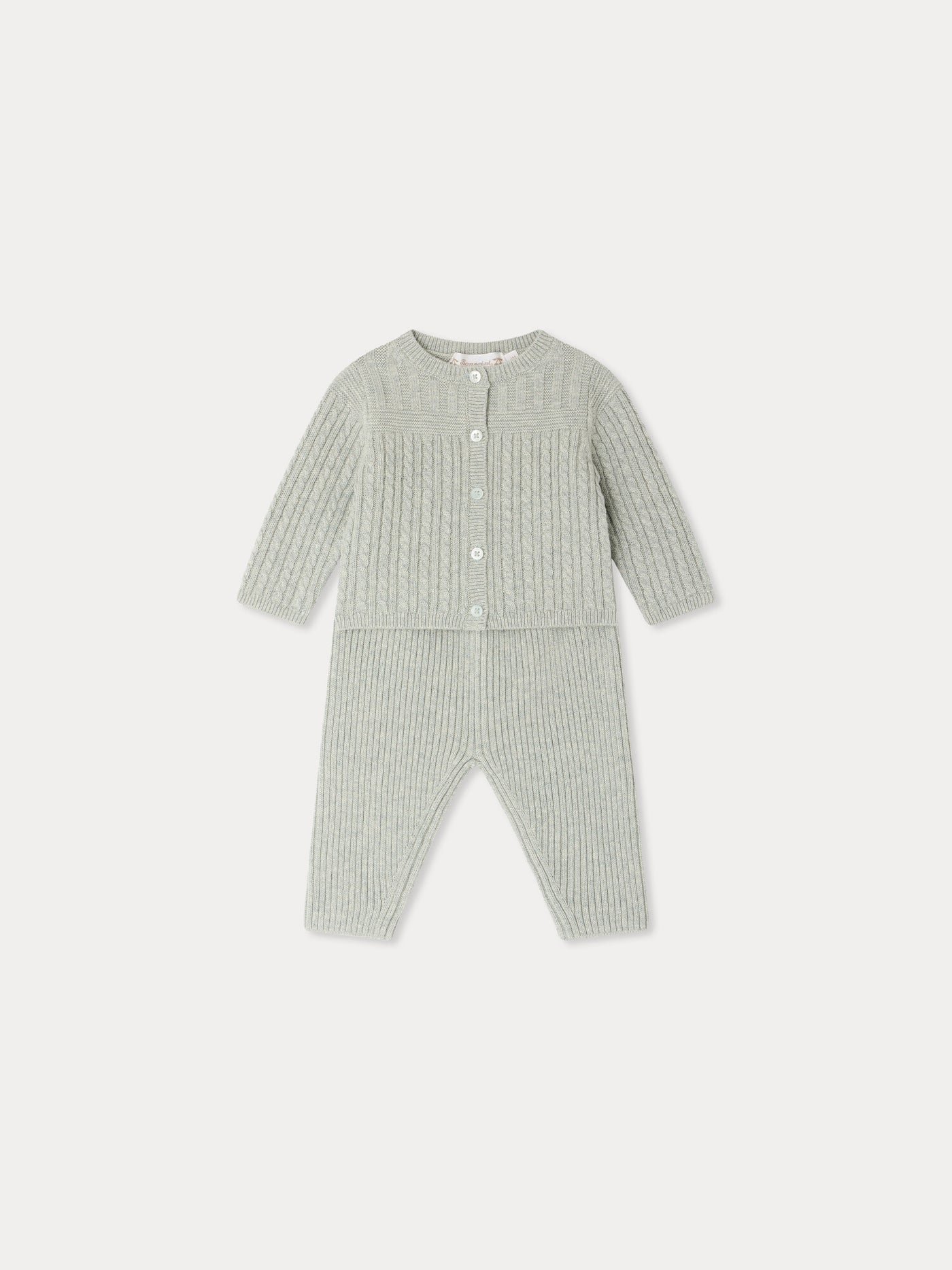 Ensemble Lavinon vert de gris en laine et conton