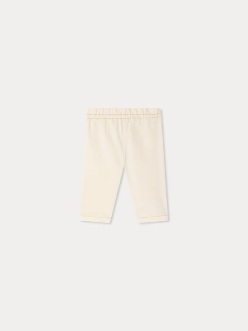 Luciole baby denim trousers with cherry embroidery in organic cotton