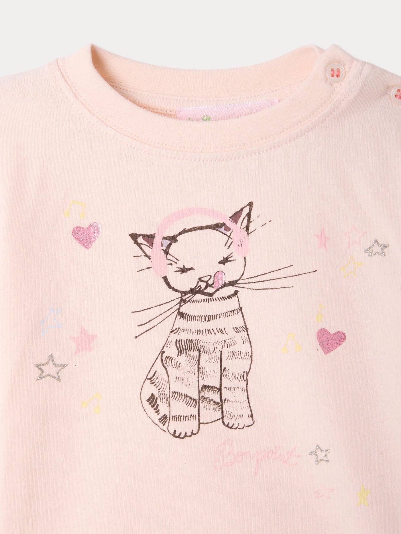Aiman baby t-shirt with cat print in organic cotton