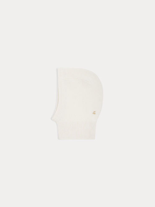 Baby-Balaklava aus milchweißem Kaschmir