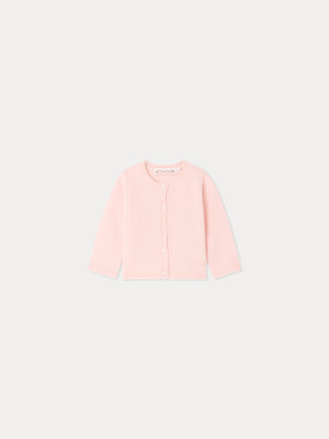 Cardigan bébé à col rond en cachemire rose