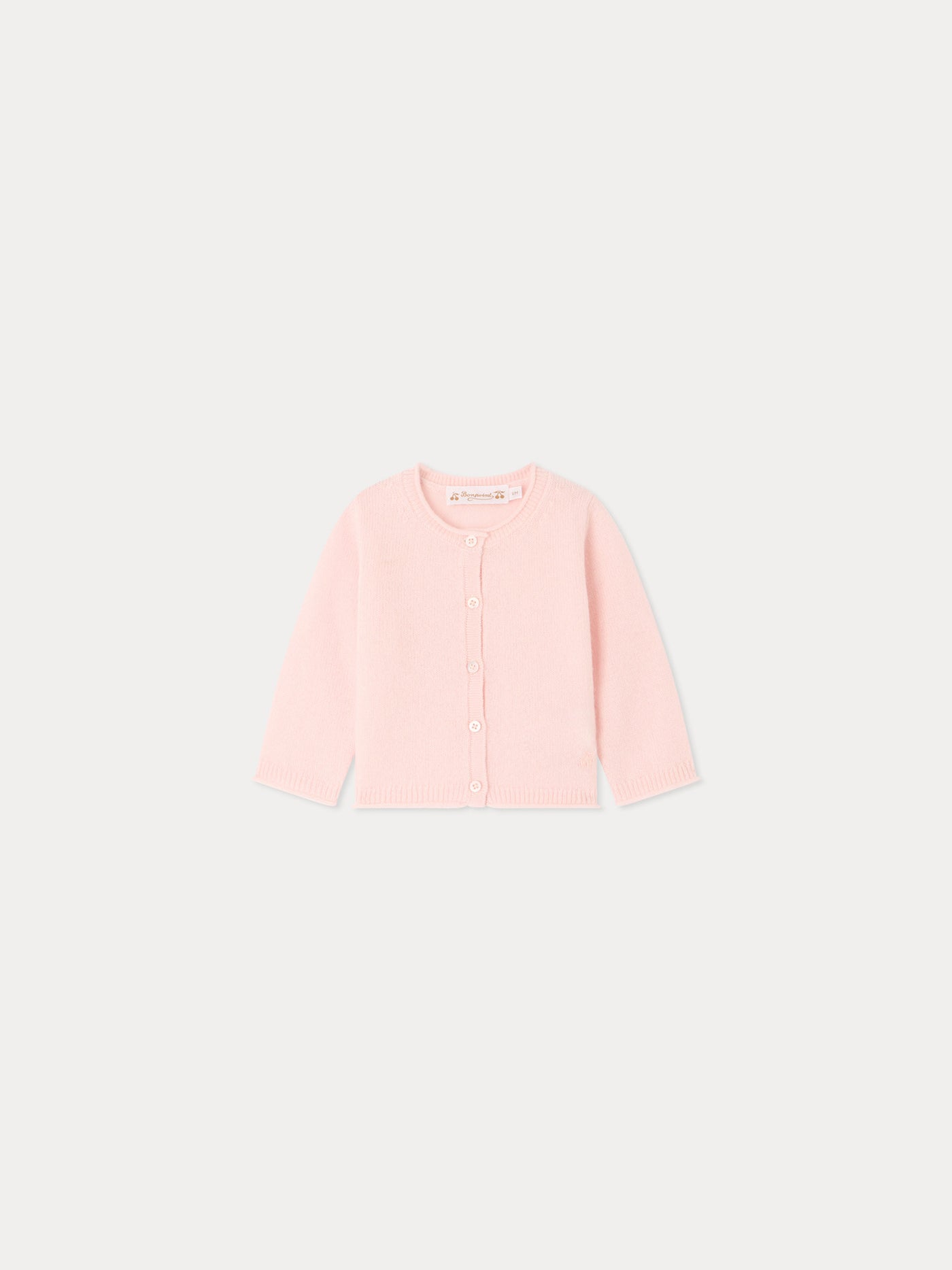 Cardigan per neonato in cashmere rosa pallido