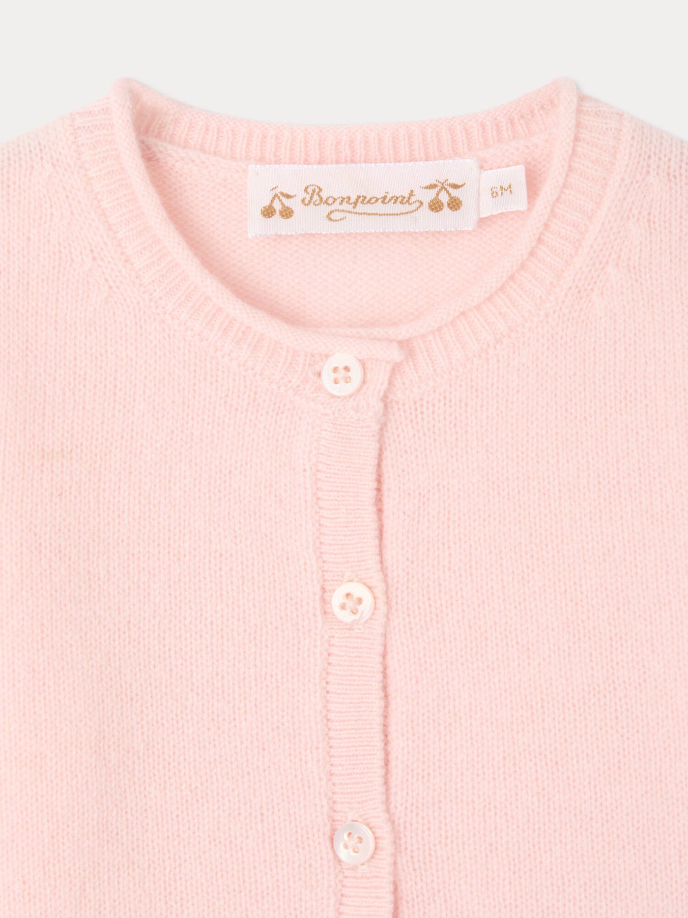 Cardigan per neonato in cashmere rosa pallido